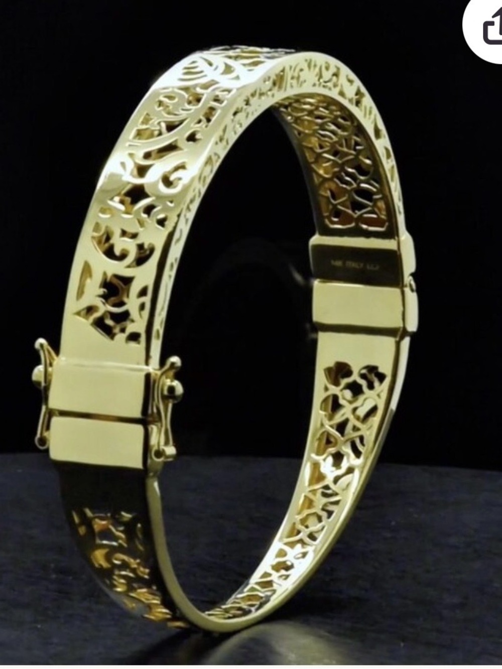 14K Yellow Gold Filigree Women's Hinged Bangle Bracelet Bye Leslie